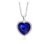 Monemel Swarovski Mavi Kalp  Kolye (Altın Kaplama) SEVGILIYE HEDIYE